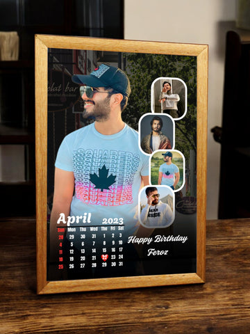 Happy Birth Day Calender Photo Frame Golden Framy