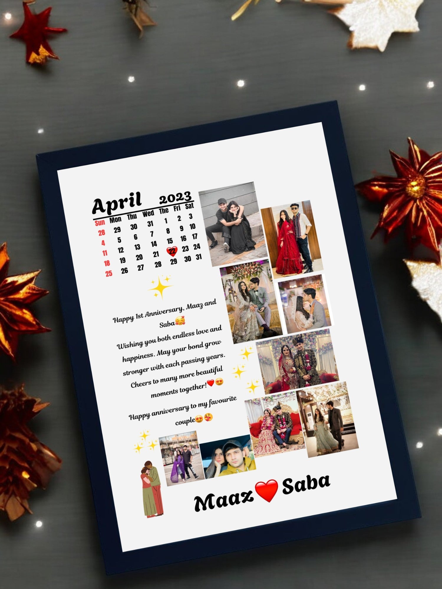 Calendar of Love Photo Frame Black Framy