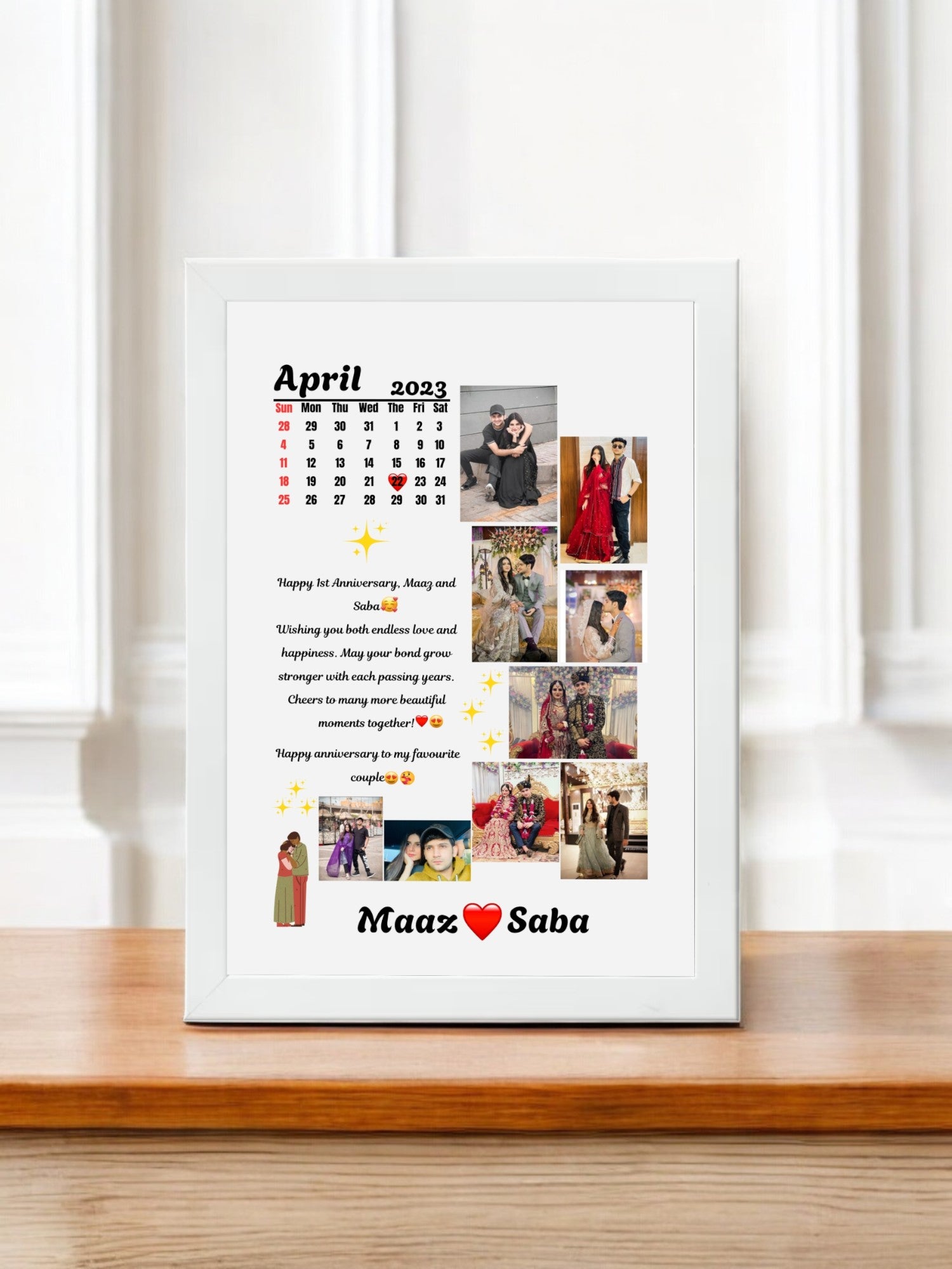 Calendar of Love Photo Frame White Framy