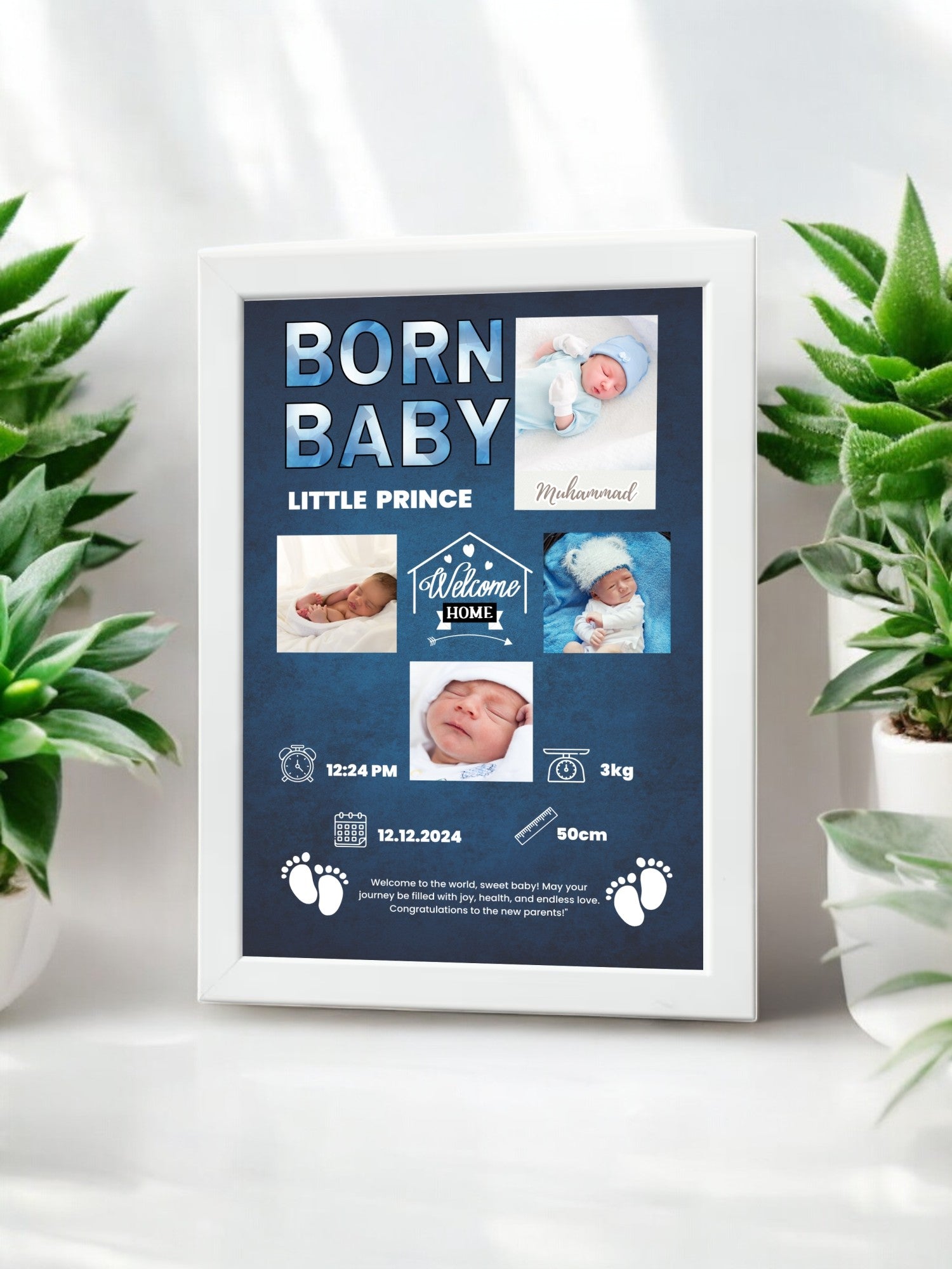 Deep Blue Sea Baby Photo Frame White Photoroom