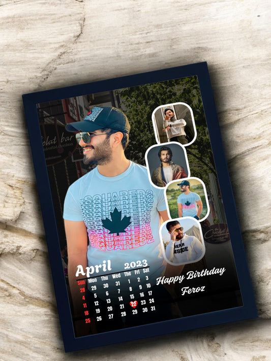 Happy Birth Day Calender Photo Frame Black Framy